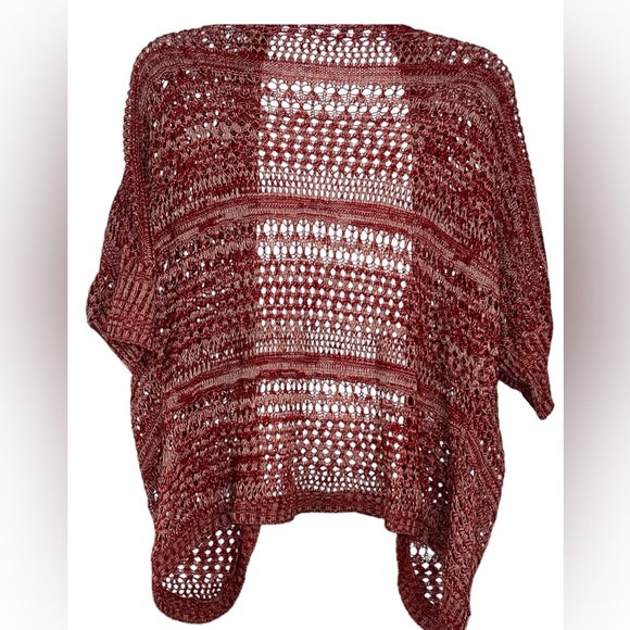Love Chesley  Open Front Knit Crochet Knit Red Cardigan Sweater Large - Picture 2 of 3